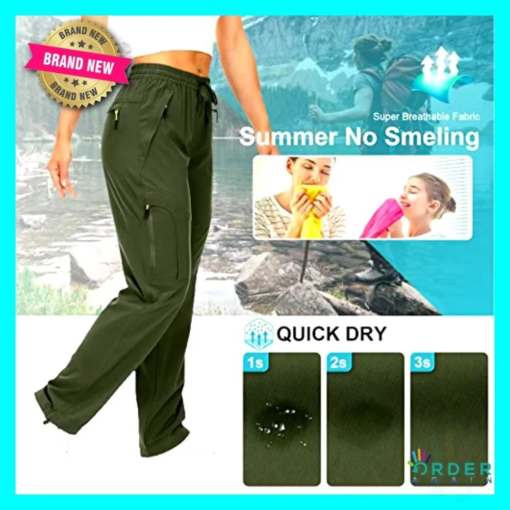 Lightweight Quick Dry Cargo Pants UPF 50 Stretch Travel Hiking Safari Capri